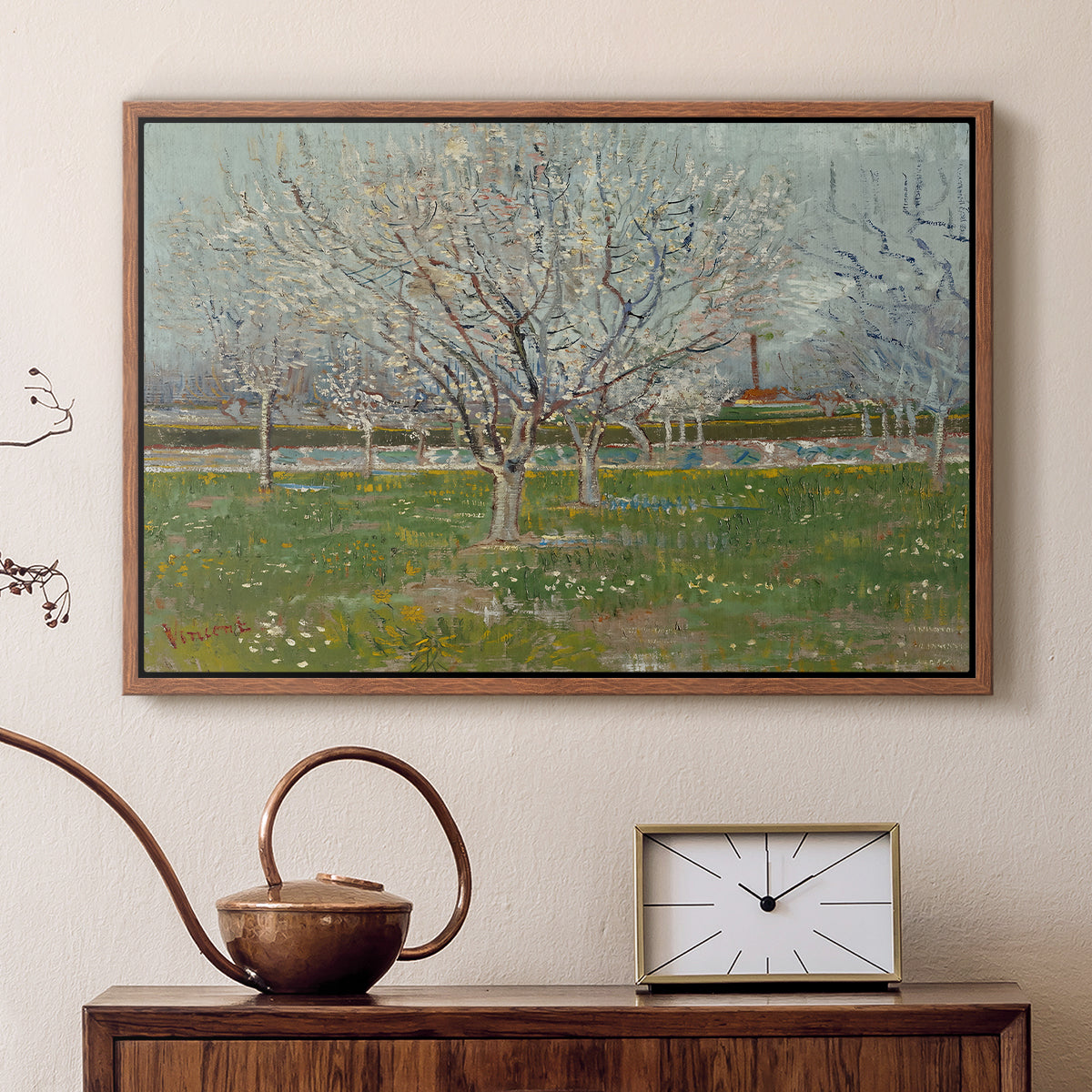 Orchard in Blossom (Plum Trees), 1888 - Floater Framed Canvas Print