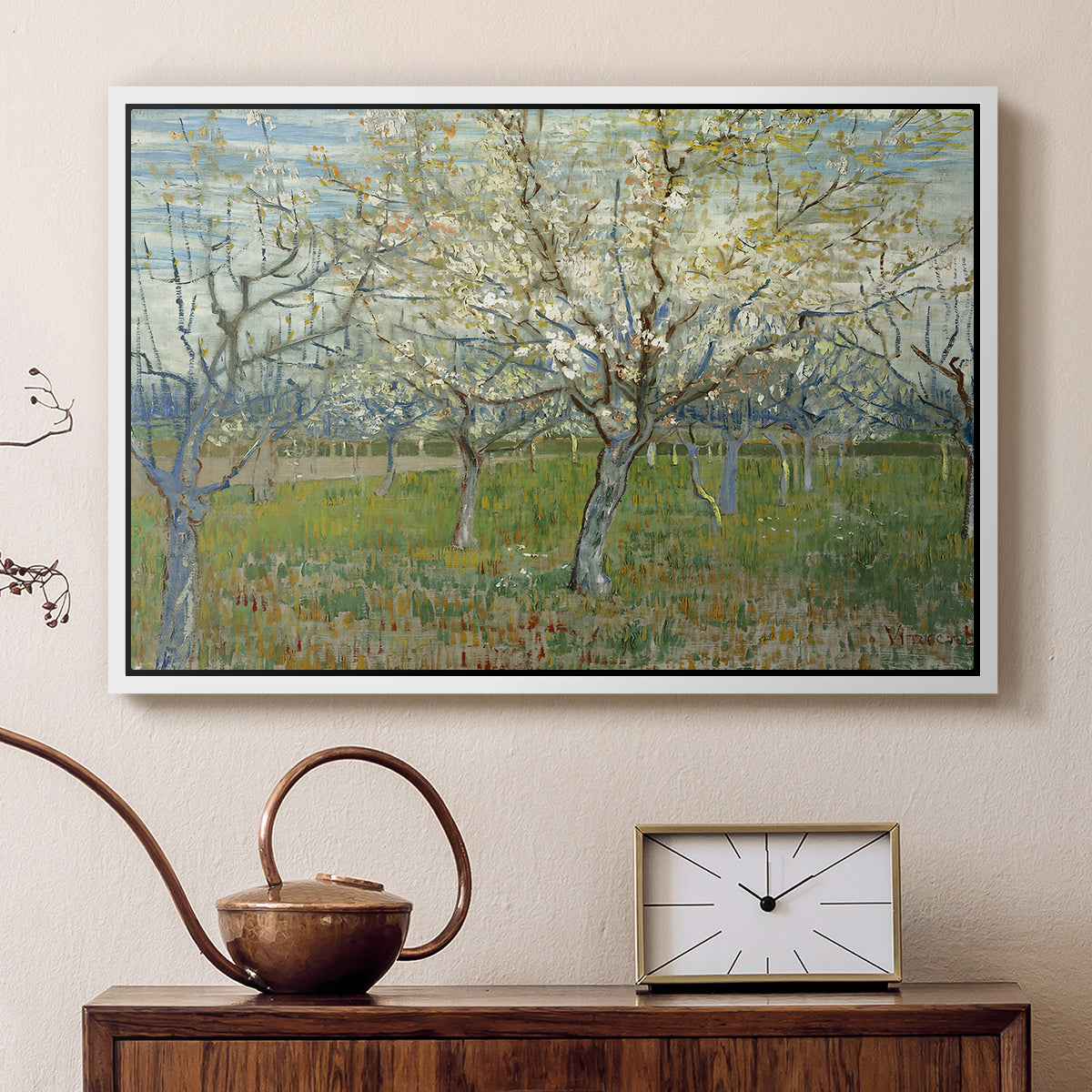 The Pink Orchard, 1888 - Floater Framed Canvas Print
