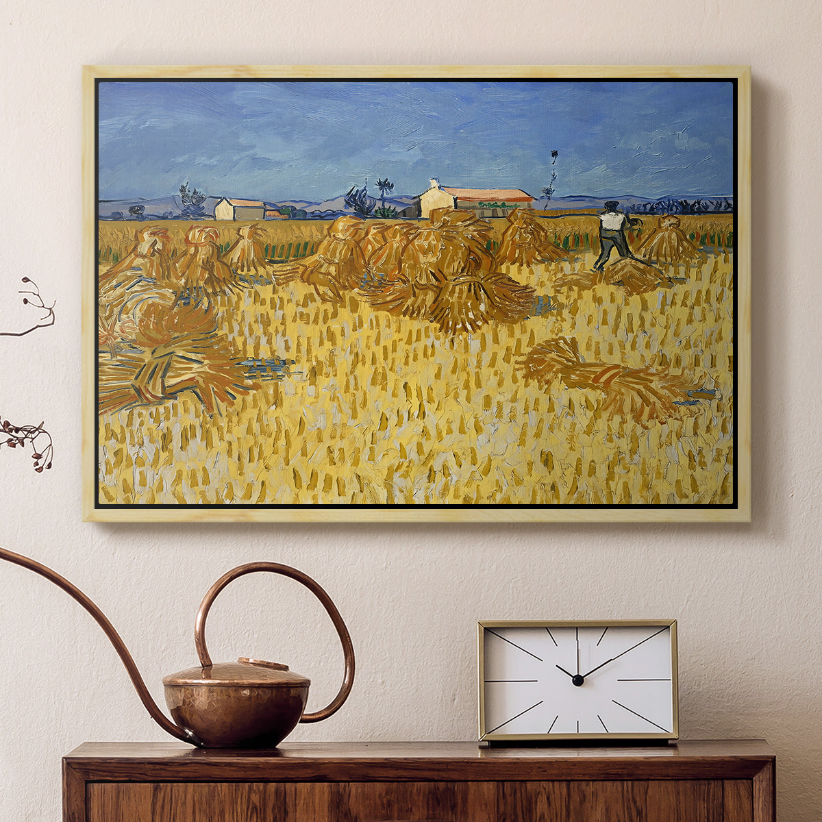 Wheat Field with Sheaves (Harvest in Provence), 1888 - Floater Framed Canvas Print