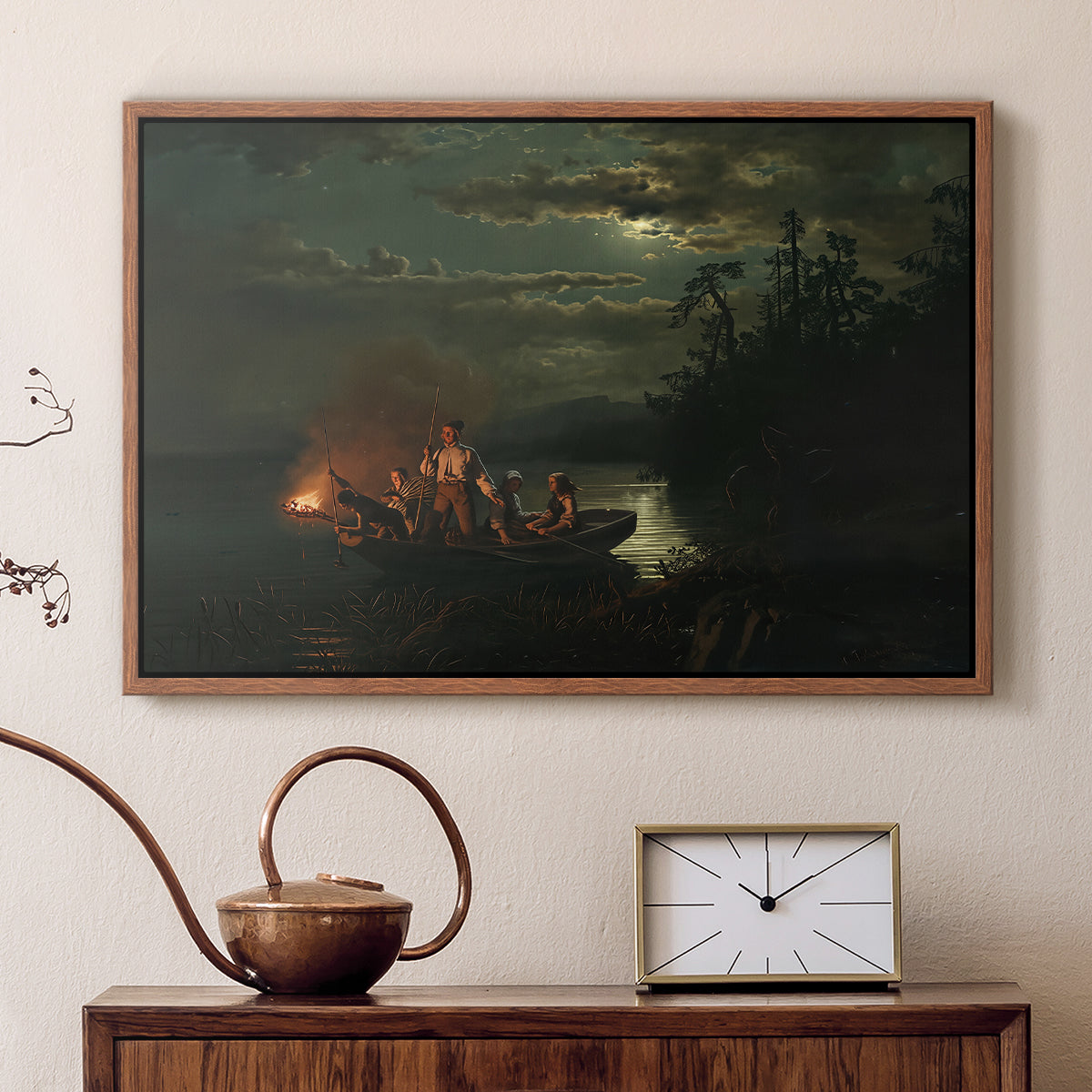 Spear Fishing on Lake Krøderen, 1851 - Floater Framed Canvas Print