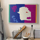Canvas art print detailing a symbolic cut-out animal design, displayed in a softly lit workspace setting