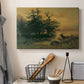 Canvas art print detailing a natural habitat depiction, displayed in a softly lit workspace setting