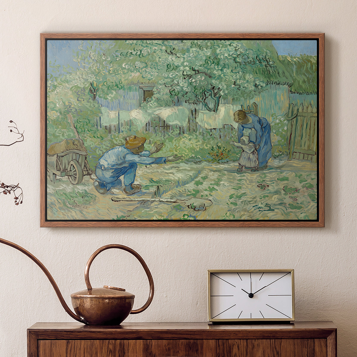 First Steps after Millet, 1890 - Floater Framed Canvas Print