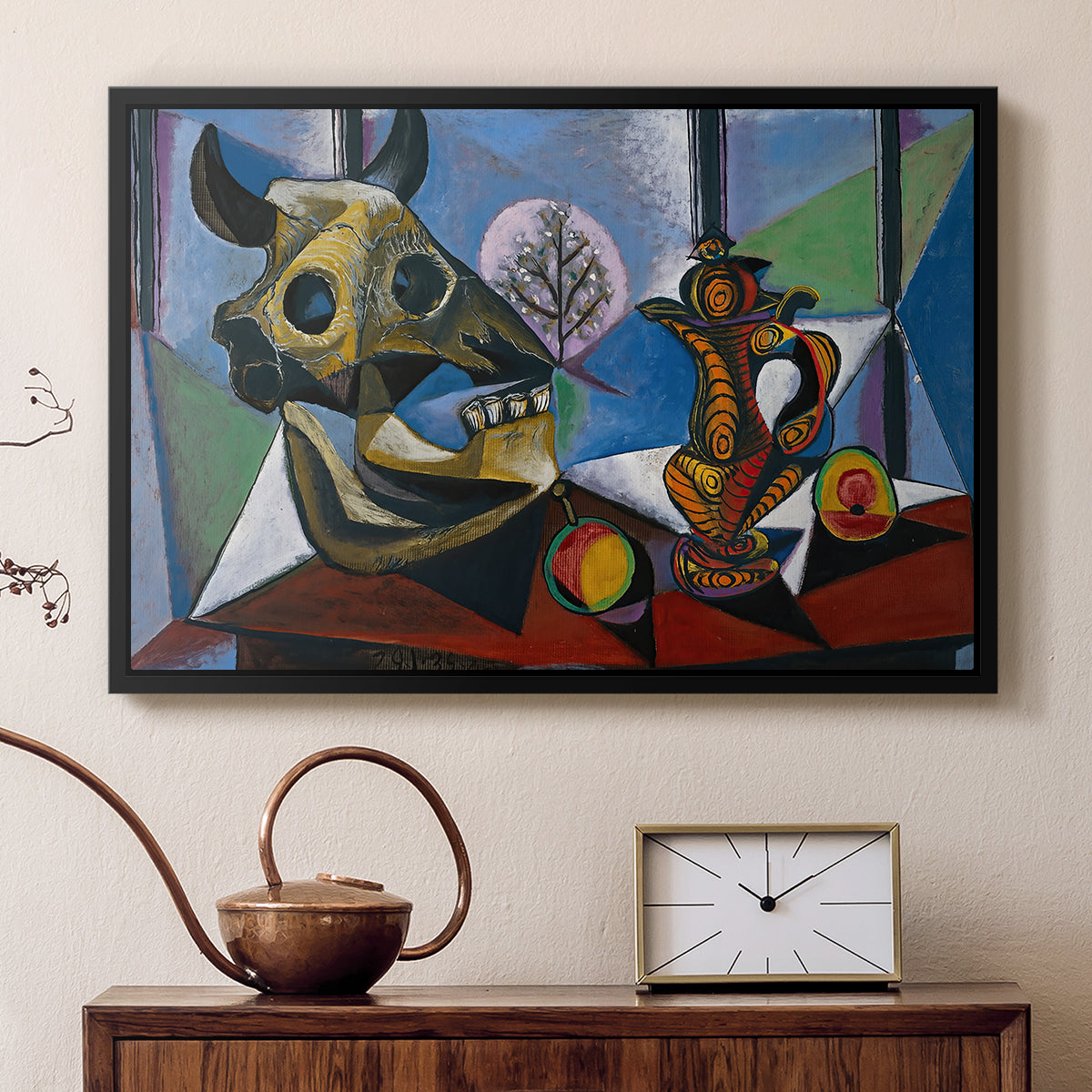 Still Life with Bull's Skull, 1939 - Floater Framed Canvas Print