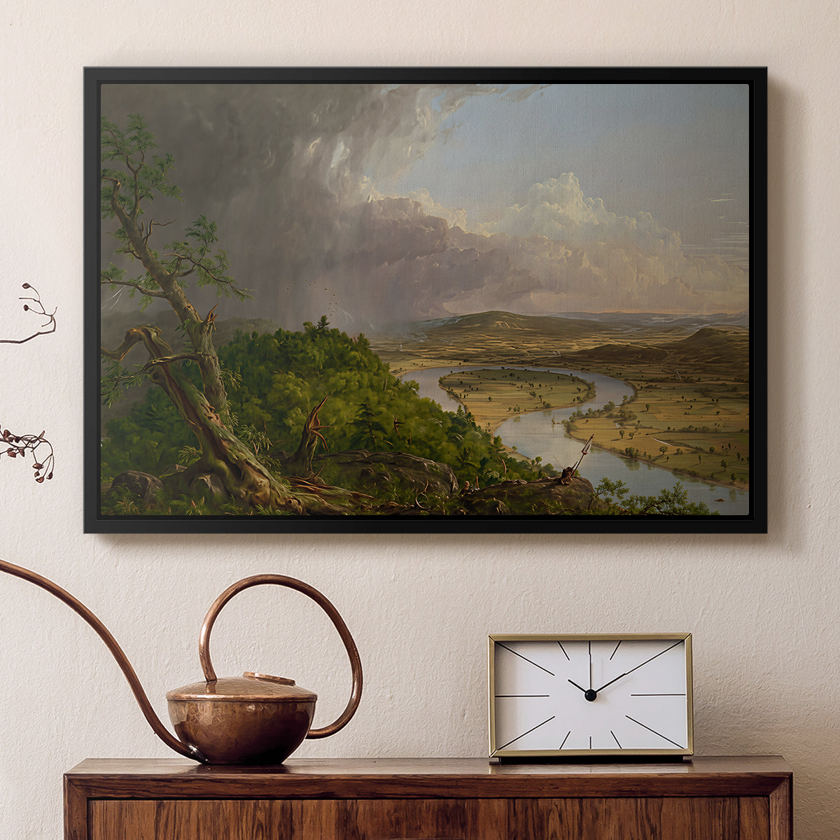 View from Mount Holyoke, Northampton, Massachusetts, after a Thunderstorm (Oxbow), 1836 - Floater Framed Canvas Print