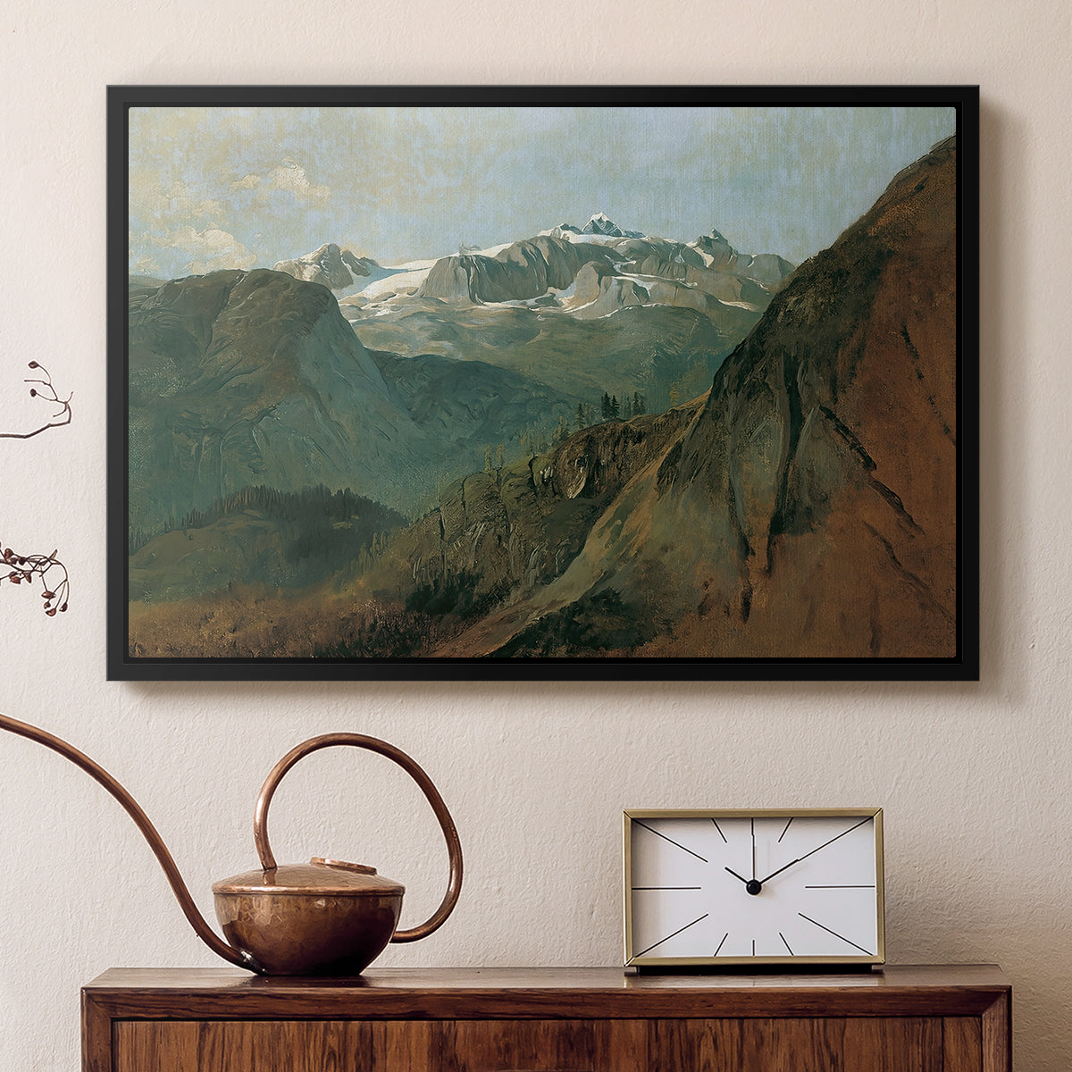 The Dachstein from the Plassen near Hallstatt, 1827 - Floater Framed Canvas Print