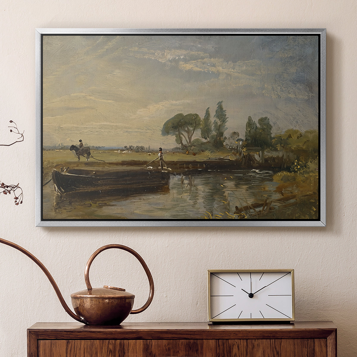 Barge below Flatford Lock, c. 1810 - Floater Framed Canvas Print
