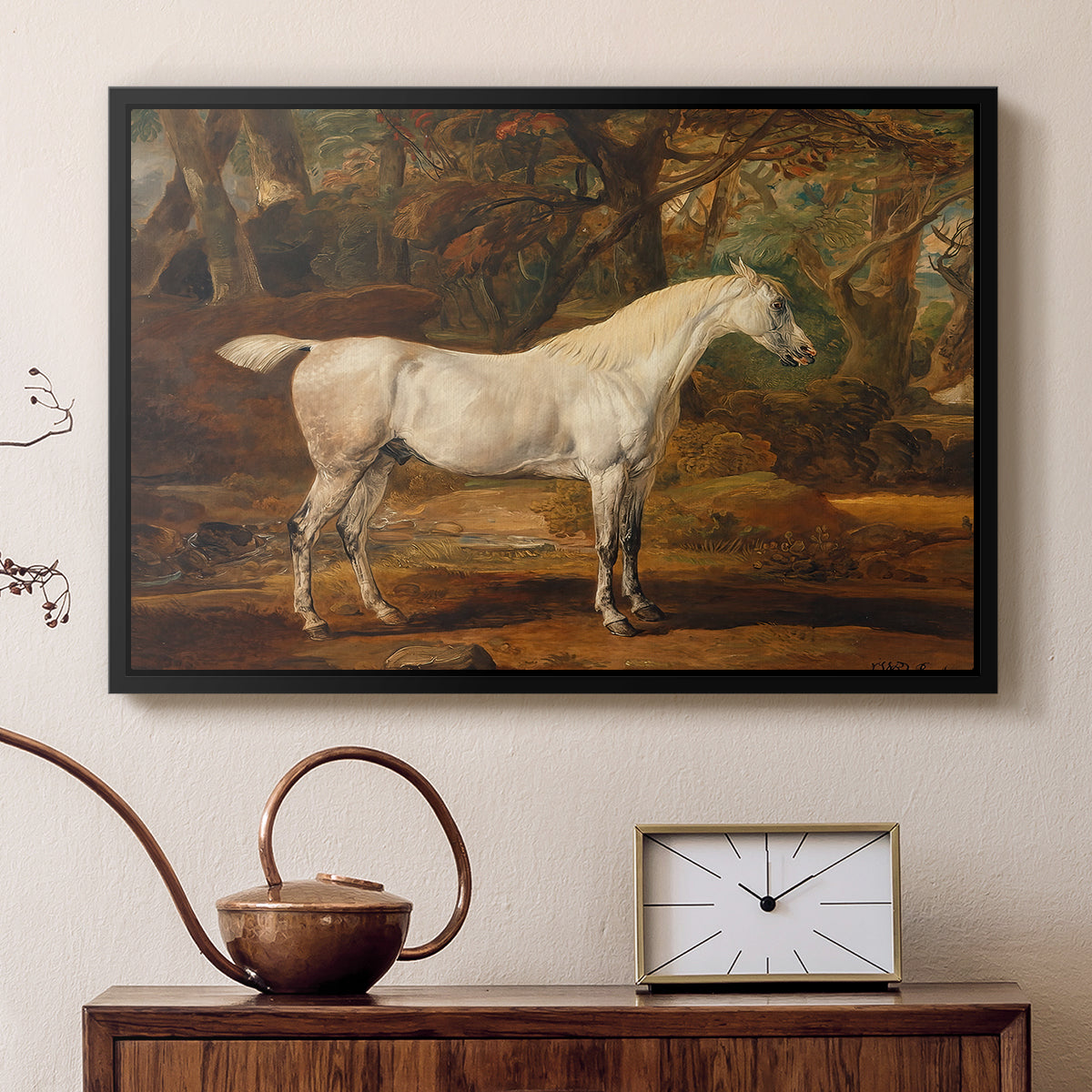 Grey Arabian Stallion, Property of Sir Watkin Williams-Wynn, c. 1817 - Floater Framed Canvas Print