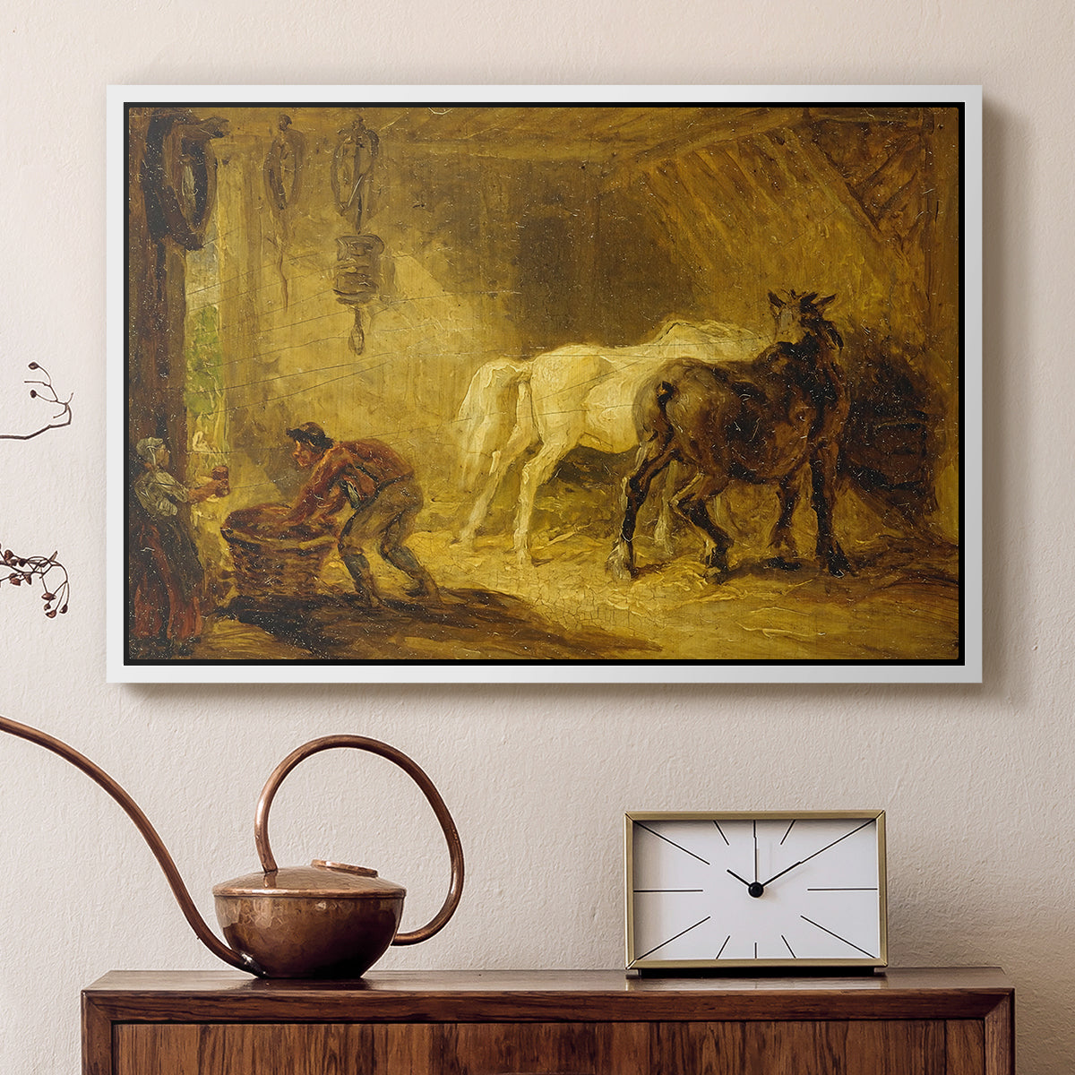 Heath Ewe and Lambs, 1810 - Floater Framed Canvas Print