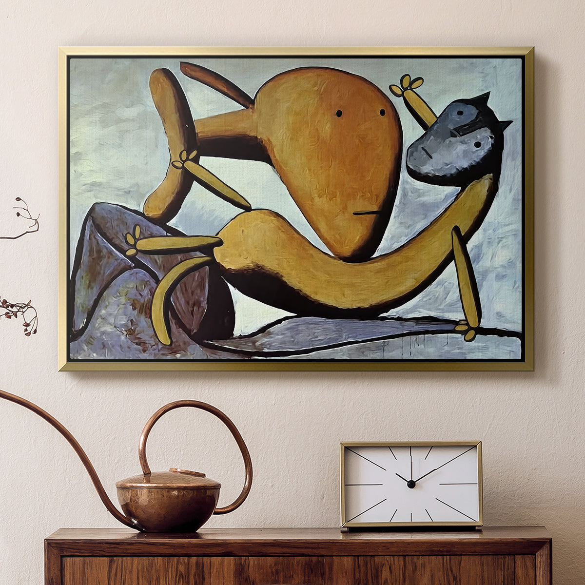 Cat and Big Fish, c. 1931 - Floater Framed Canvas Print