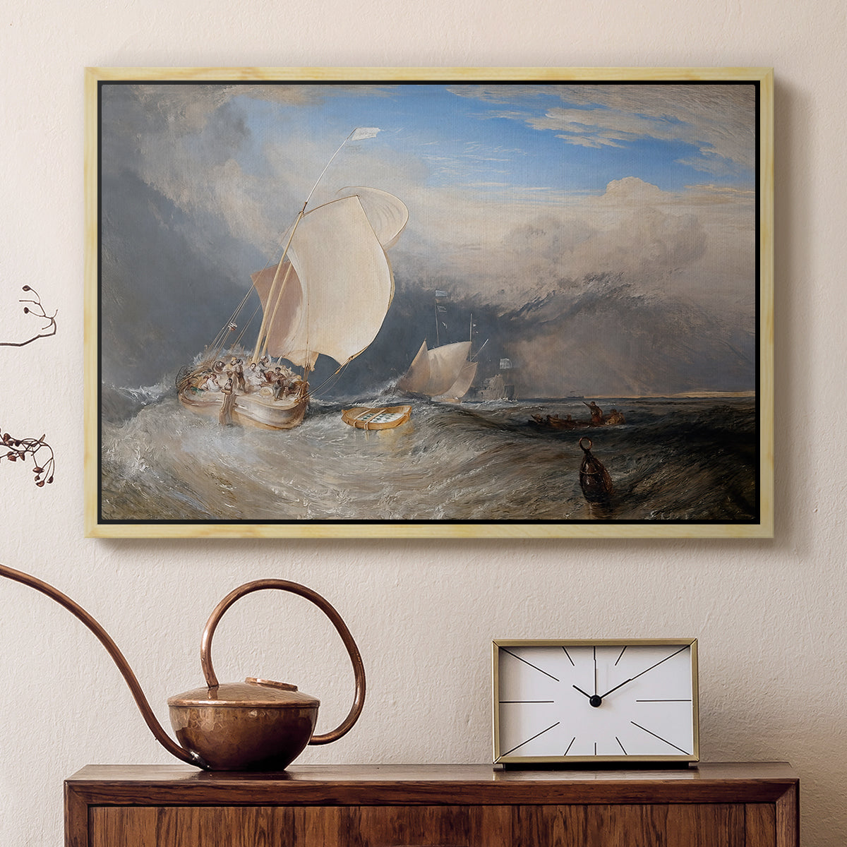 Fishing Boats with Hucksters Bargaining for Fish, 1837-1838 - Floater Framed Canvas Print