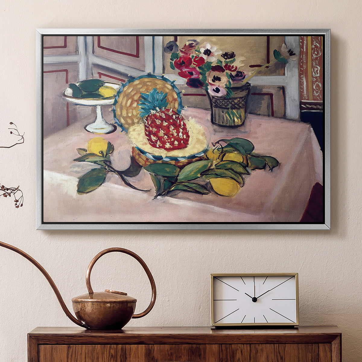 Still Life with Pineapple and Lemons, 1925 - Floater Framed Canvas Print
