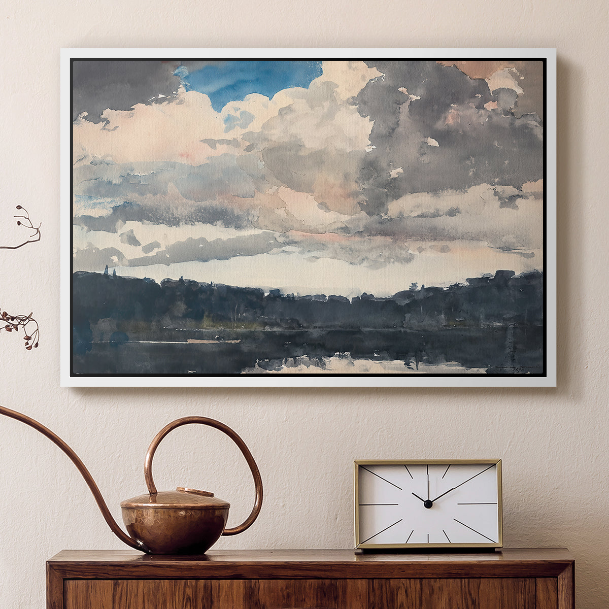 The Lone Boat, North Woods Club, Adirondacks, 1892 - Floater Framed Canvas Print