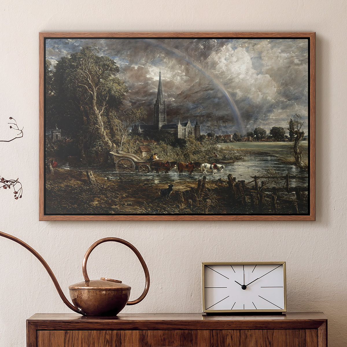 Salisbury Cathedral from the Meadows (Detail), 1831 - Floater Framed Canvas Print