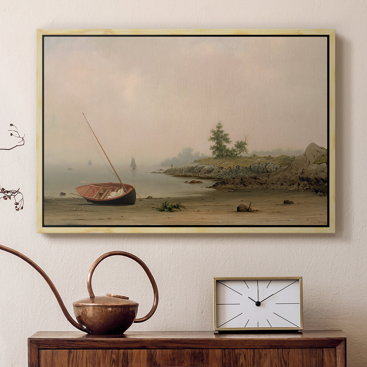 The Stranded Boat, 1863 - Floater Framed Canvas Print