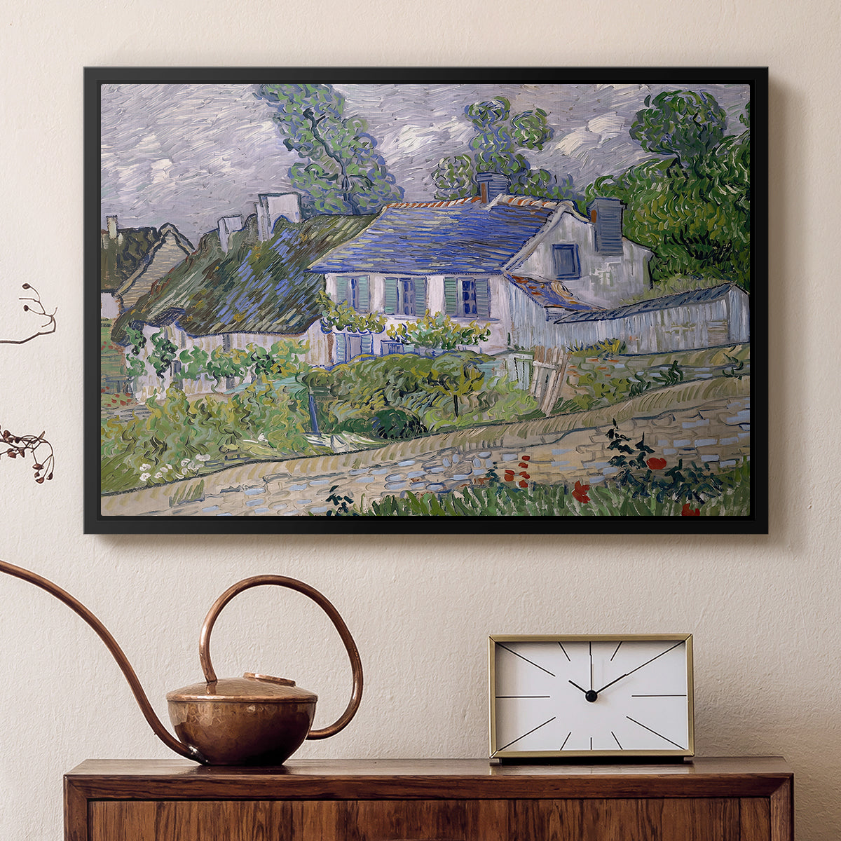 Houses in Auvers, 1890 - Floater Framed Canvas Print