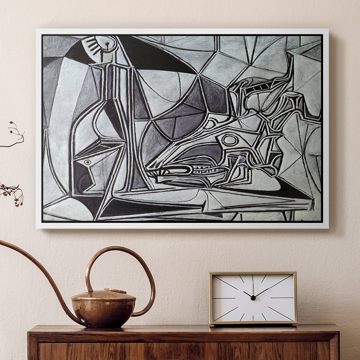 Goat's Skull, Bottle and Candle, 1952 - Floater Framed Canvas Print
