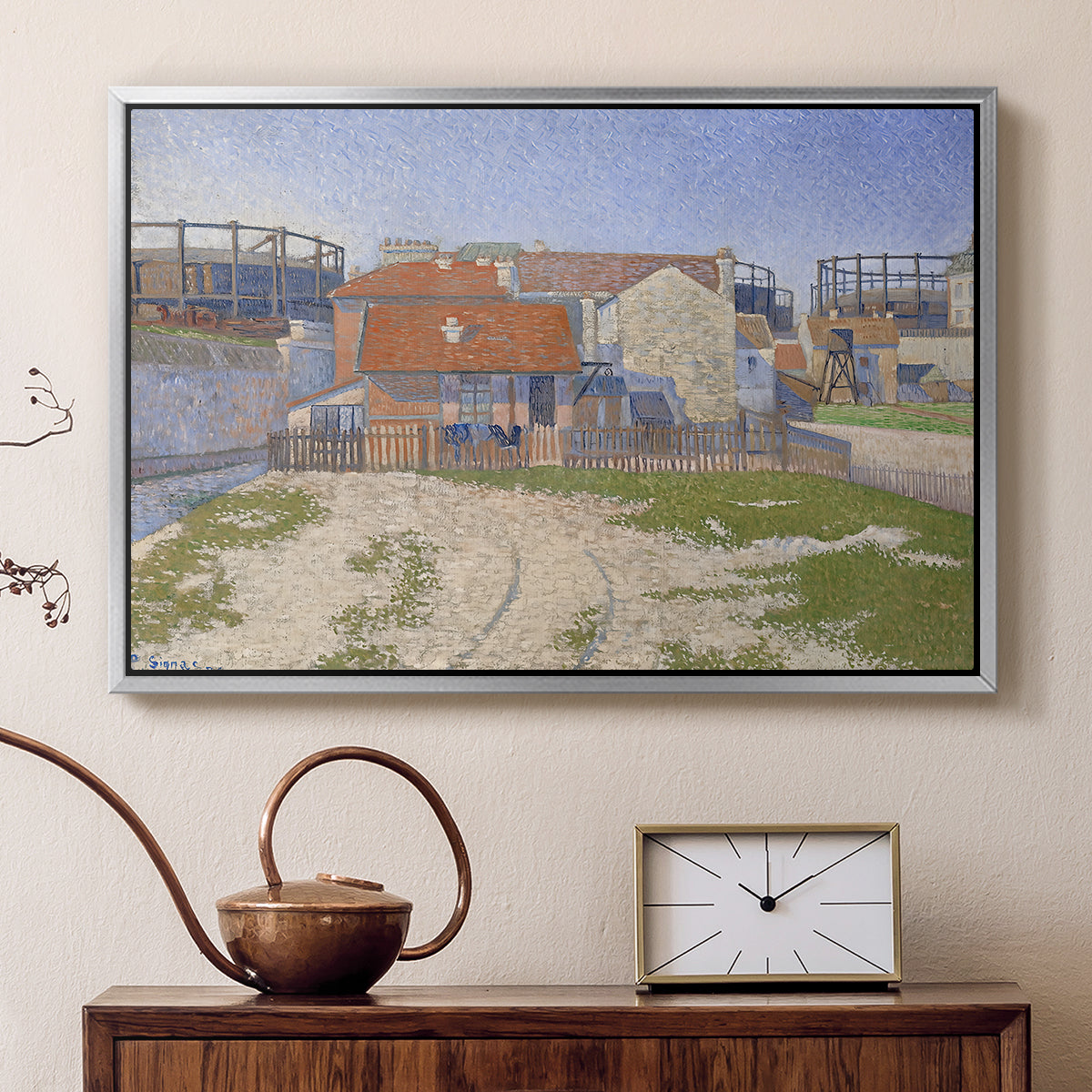 Gasometers at Clichy, 1886 - Floater Framed Canvas Print