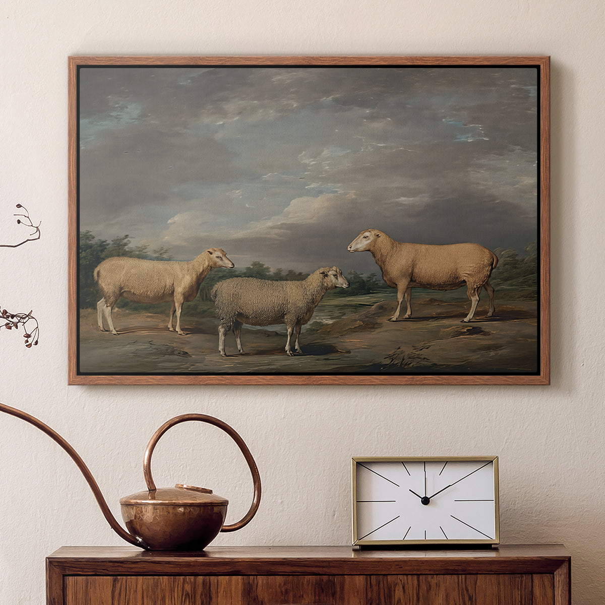 Ryelands Sheep, the King's Ram, the King's Ewe and Lord Somerville's Wether, c. 1801-1807 - Floater Framed Canvas Print