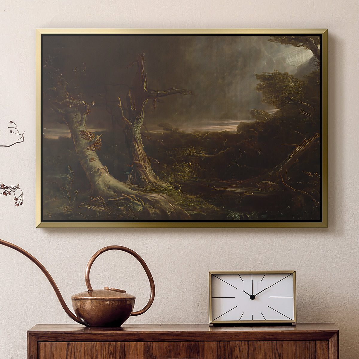 Tornado in an American Forest, 1835 - Floater Framed Canvas Print