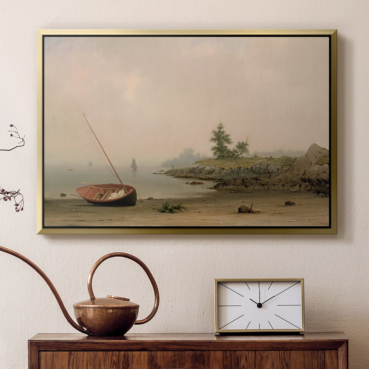 The Stranded Boat, 1863 - Floater Framed Canvas Print
