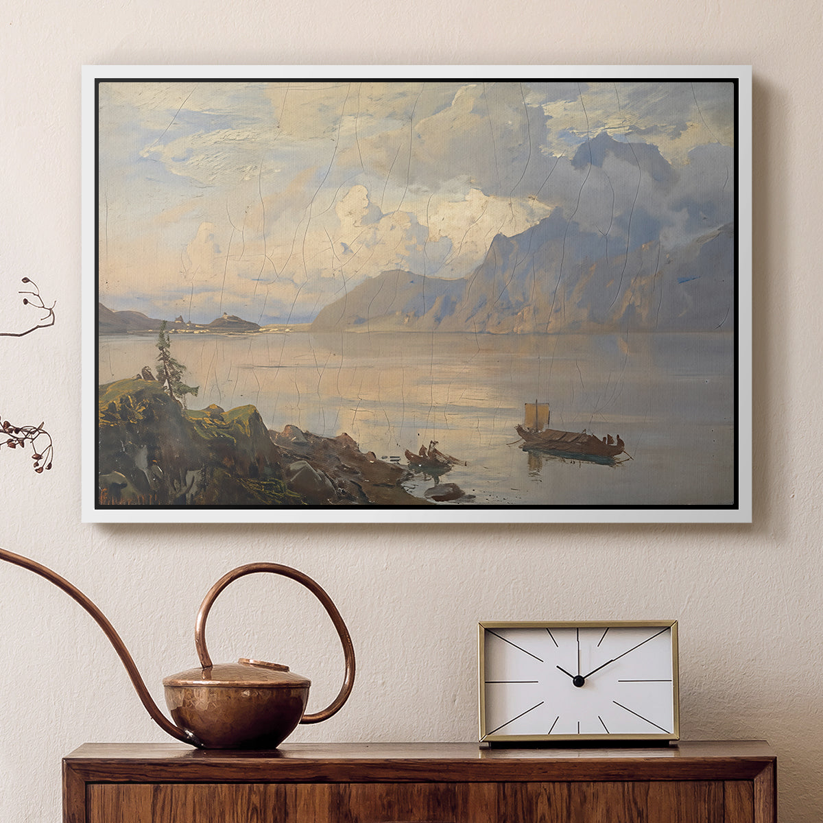 Traunsee, 1871 - Floater Framed Canvas Print