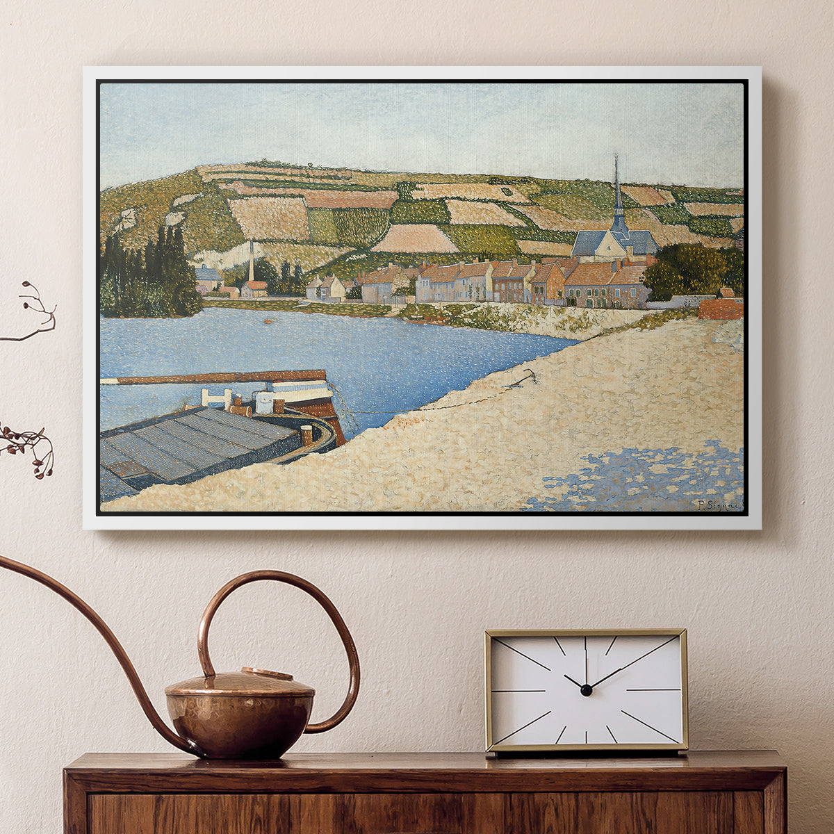 The Riverbank, Les Andelys, 1886 - Floater Framed Canvas Print