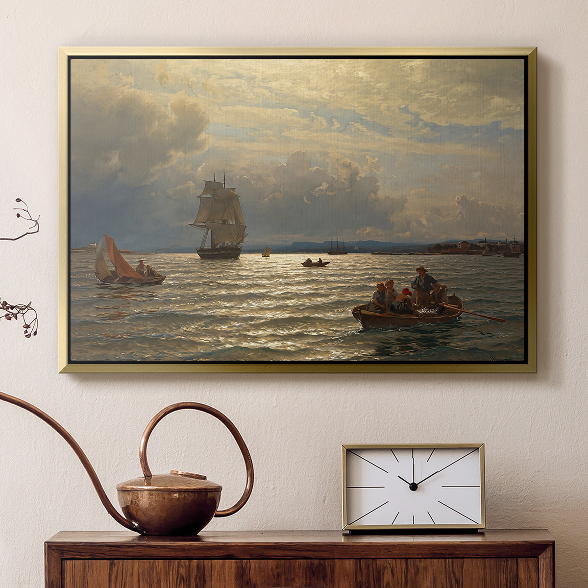 From the Inlet of Oslo, 1874 - Floater Framed Canvas Print