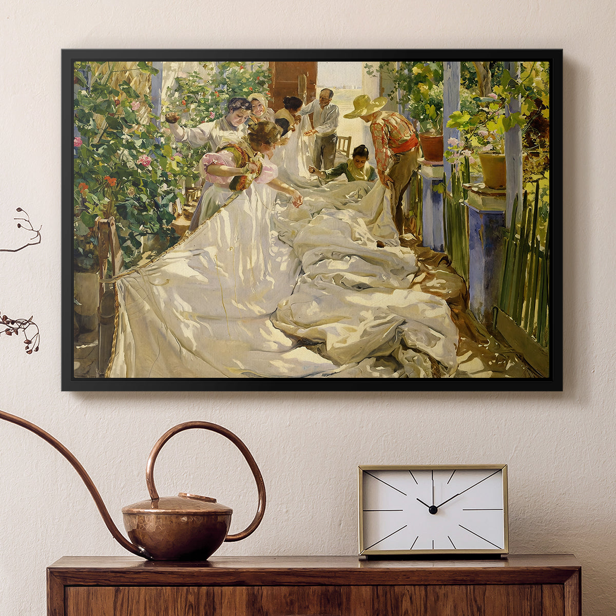 Sewing the Sail, 1896 - Floater Framed Canvas Print