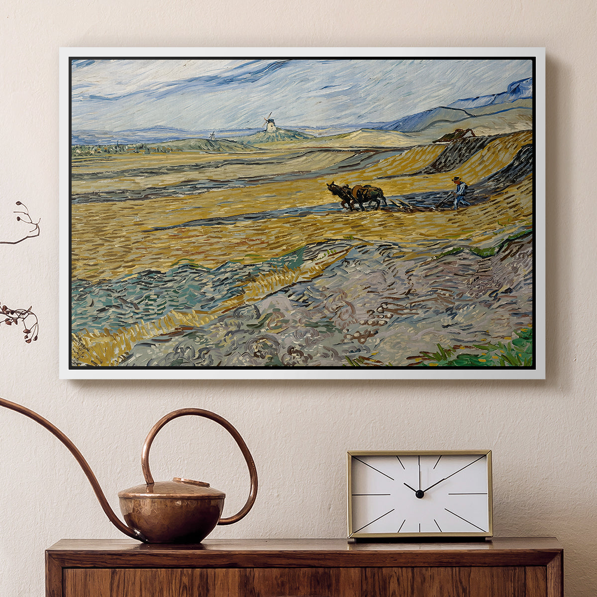 Enclosed Field with Ploughman, 1889 - Floater Framed Canvas Print