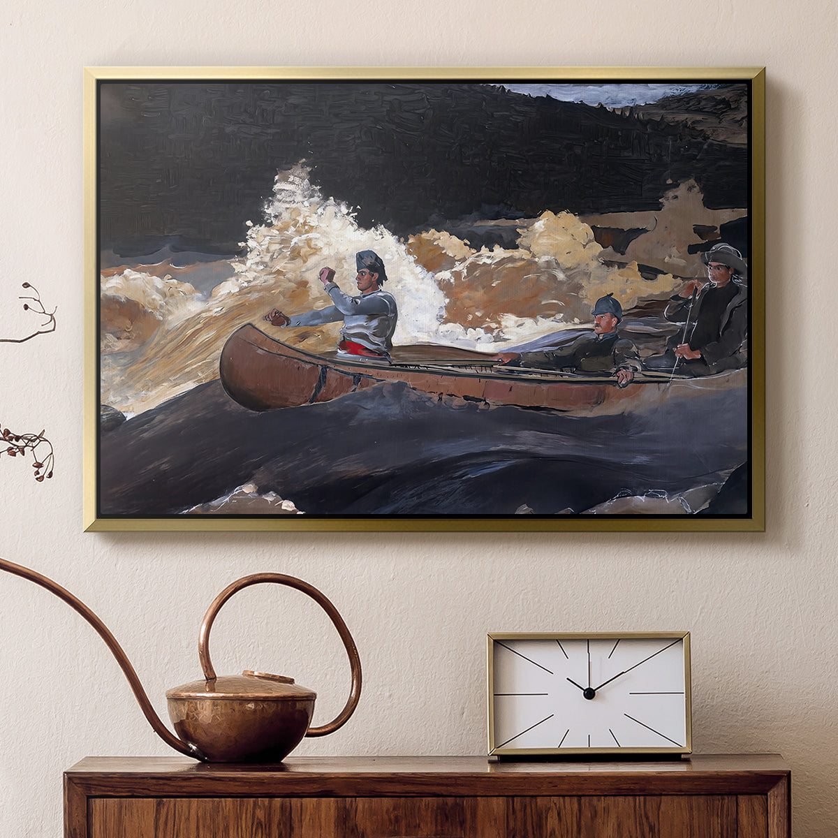 Shooting the Rapids, Saguenay River, 1905-1910 - Floater Framed Canvas Print