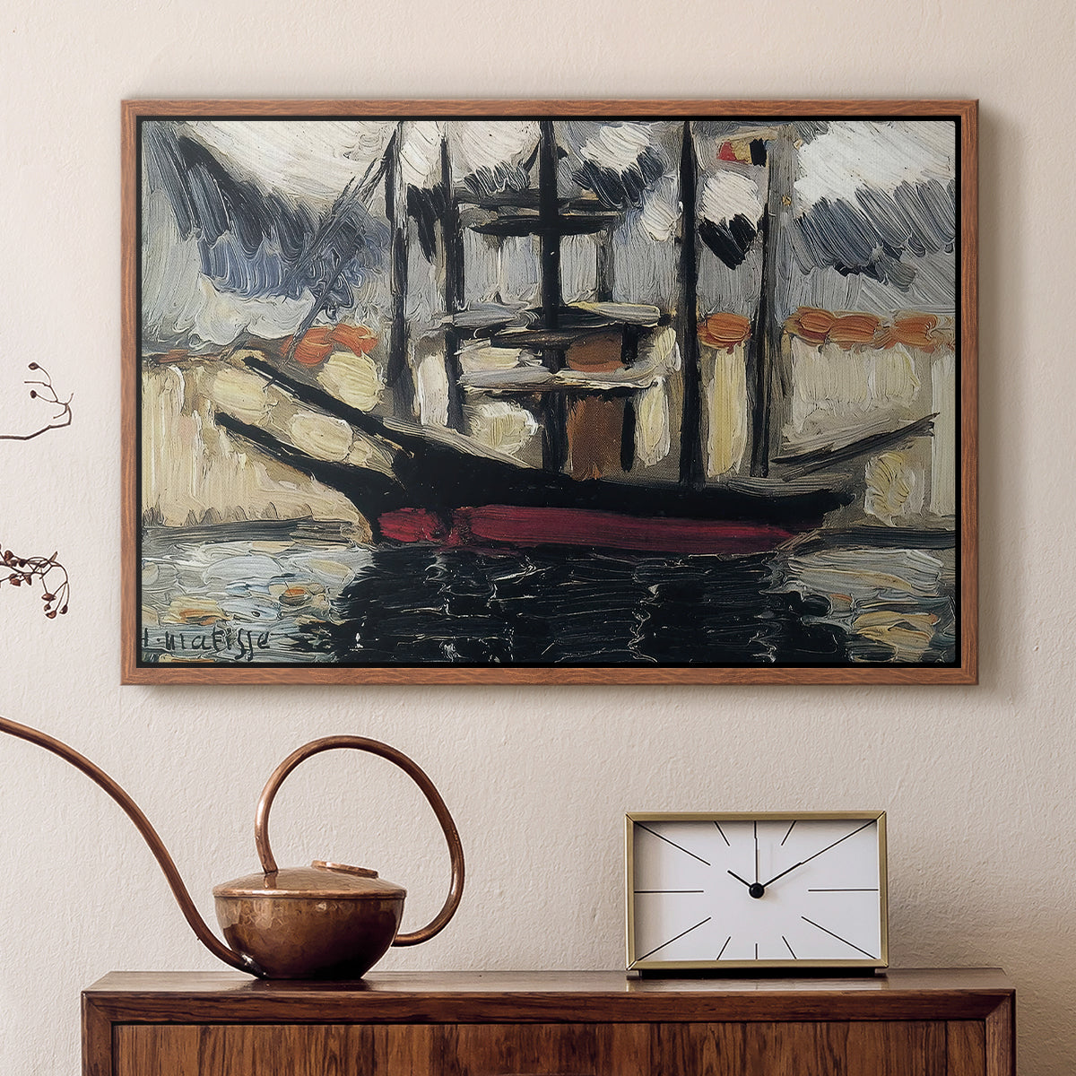 Two Boats Side by Side, Port of Marseilles, c. 1916 - Floater Framed Canvas Print