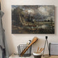 Canvas art print detailing a landscape detail emphasizing environment, displayed in a softly lit workspace setting