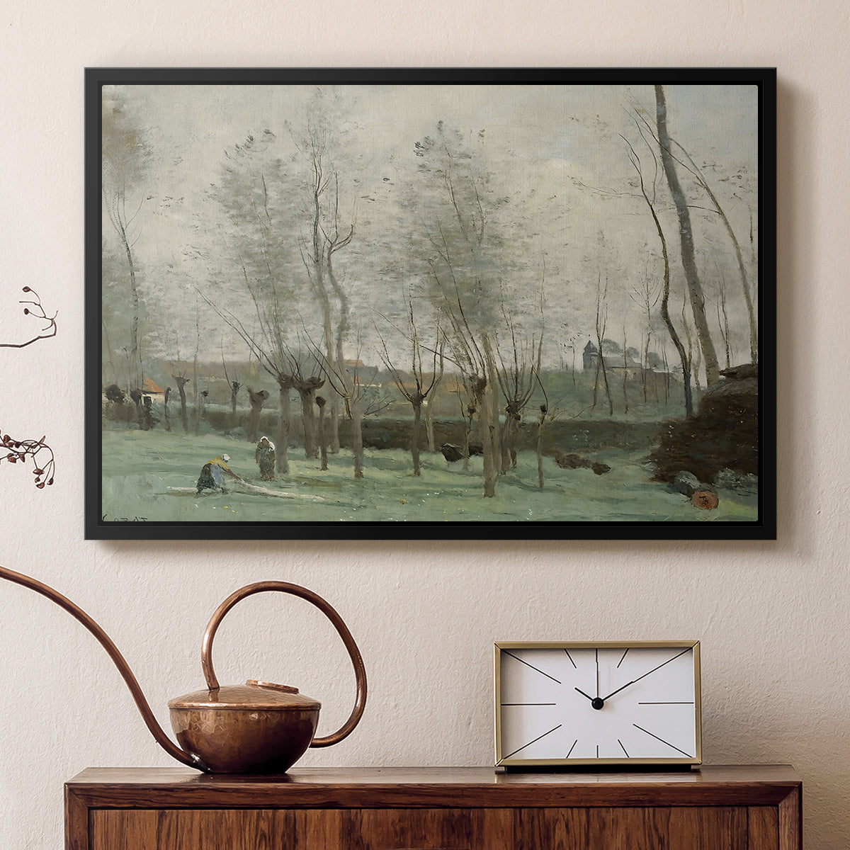 Washerwomen in a Willow Grove, c. 1871 - Floater Framed Canvas Print