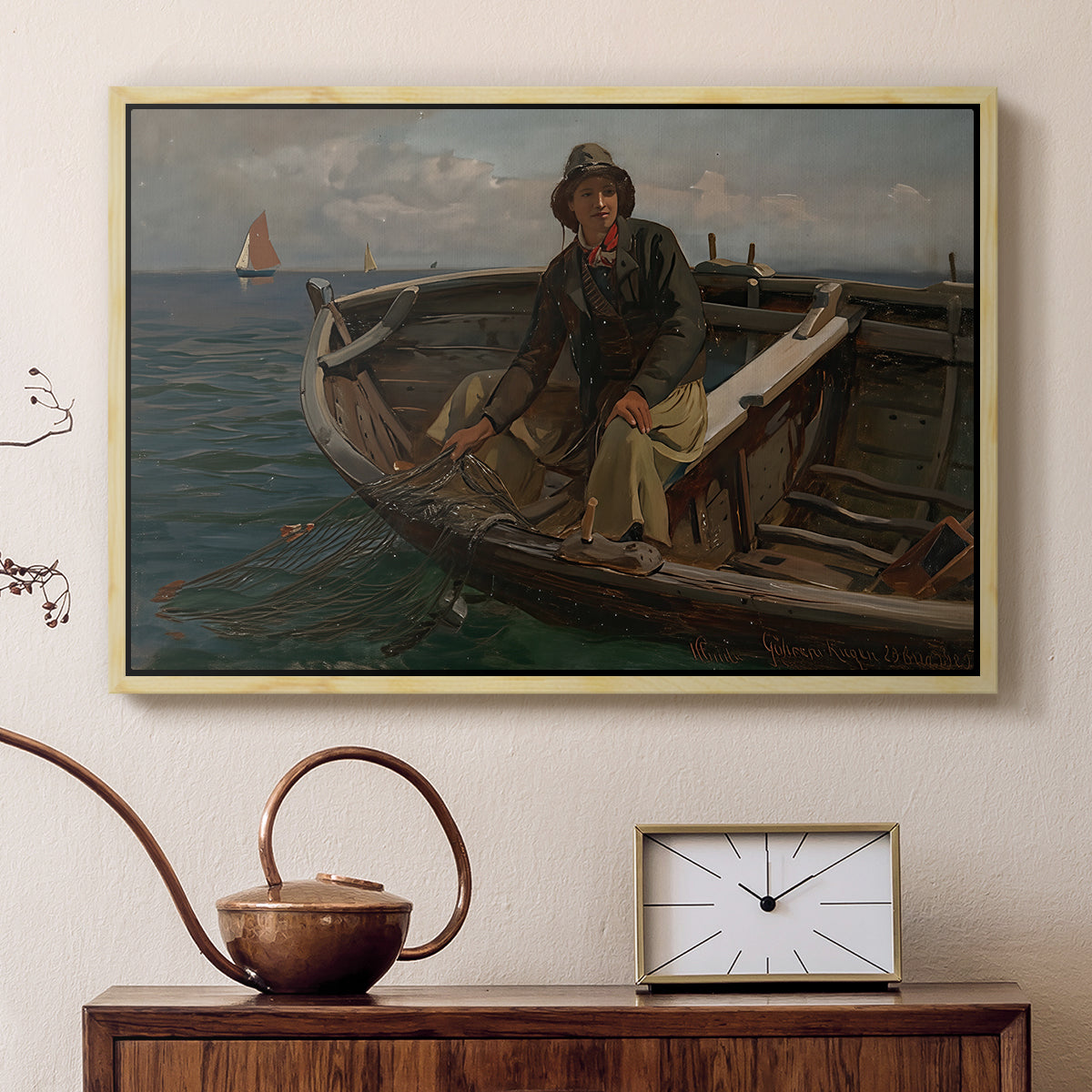 Fishermen from Rügen, 1882 - Floater Framed Canvas Print
