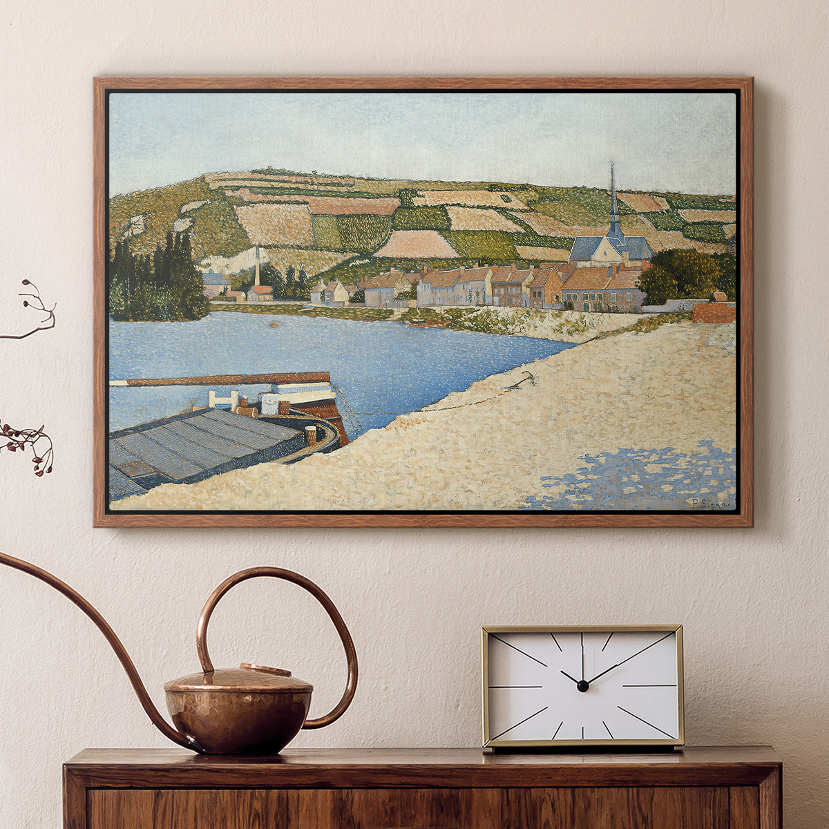 The Riverbank, Les Andelys, 1886 - Floater Framed Canvas Print