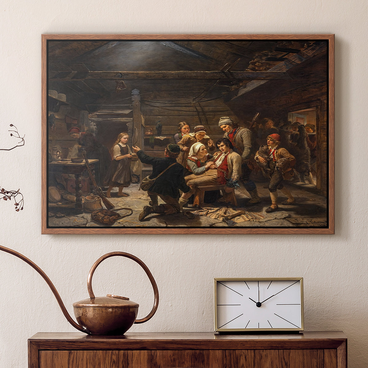 The Return of the Bear Hunter, 1856 - Floater Framed Canvas Print