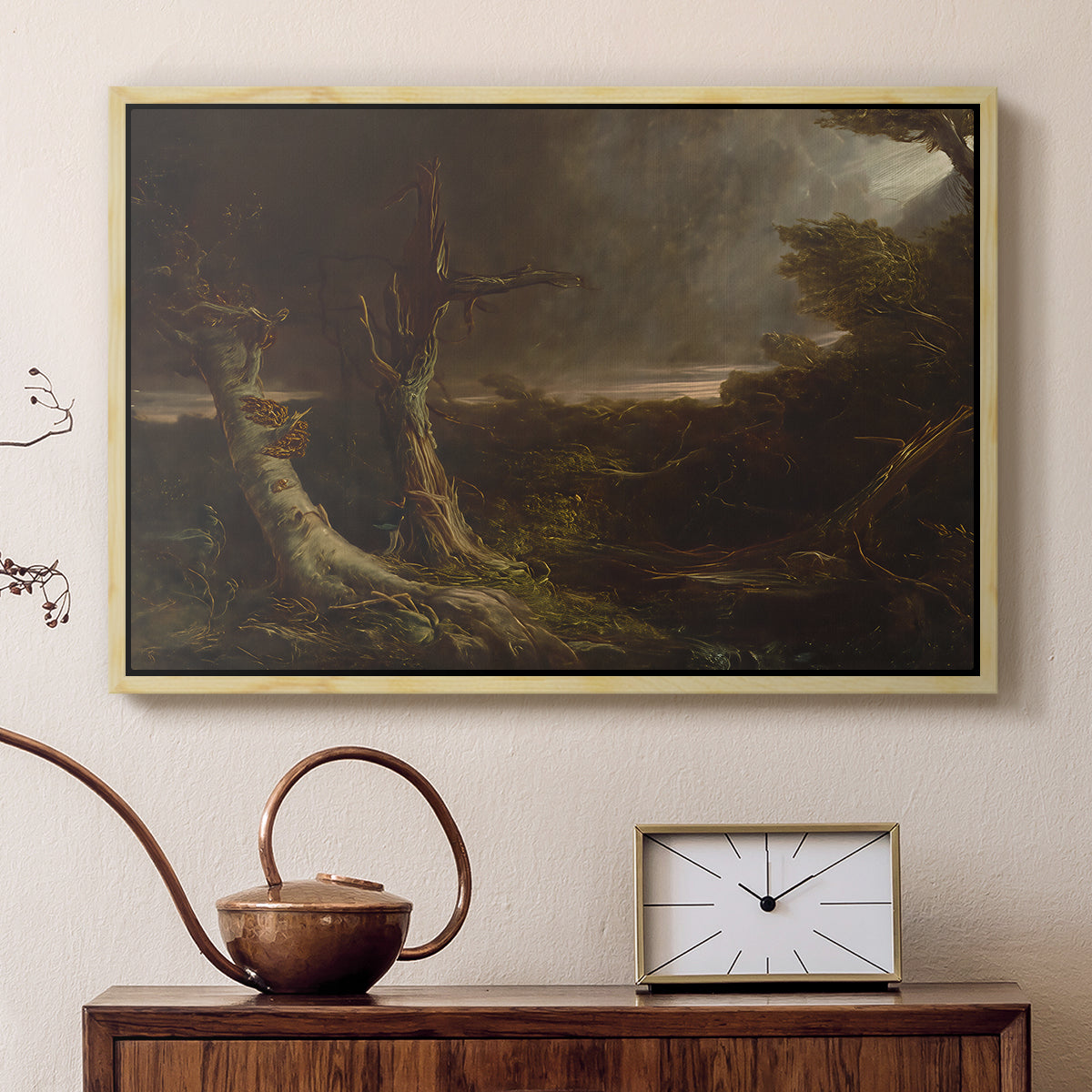 Tornado in an American Forest, 1835 - Floater Framed Canvas Print