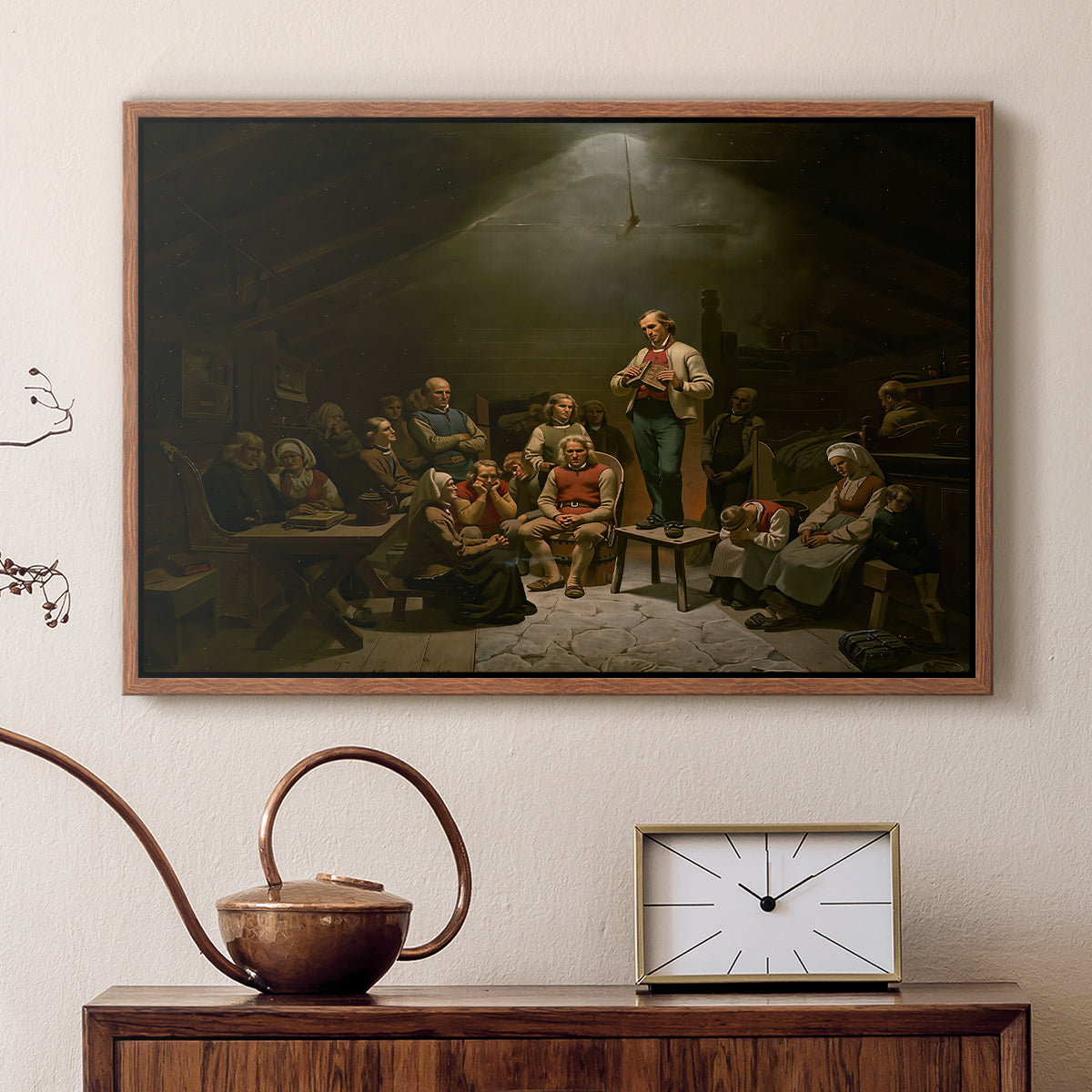 Low Church Devotion (Haugianerne), 1848 - Floater Framed Canvas Print