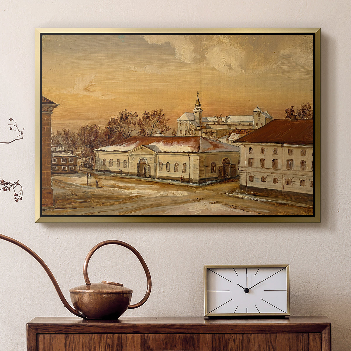 The Riding School at Akershus Castle, 1846 - Floater Framed Canvas Print