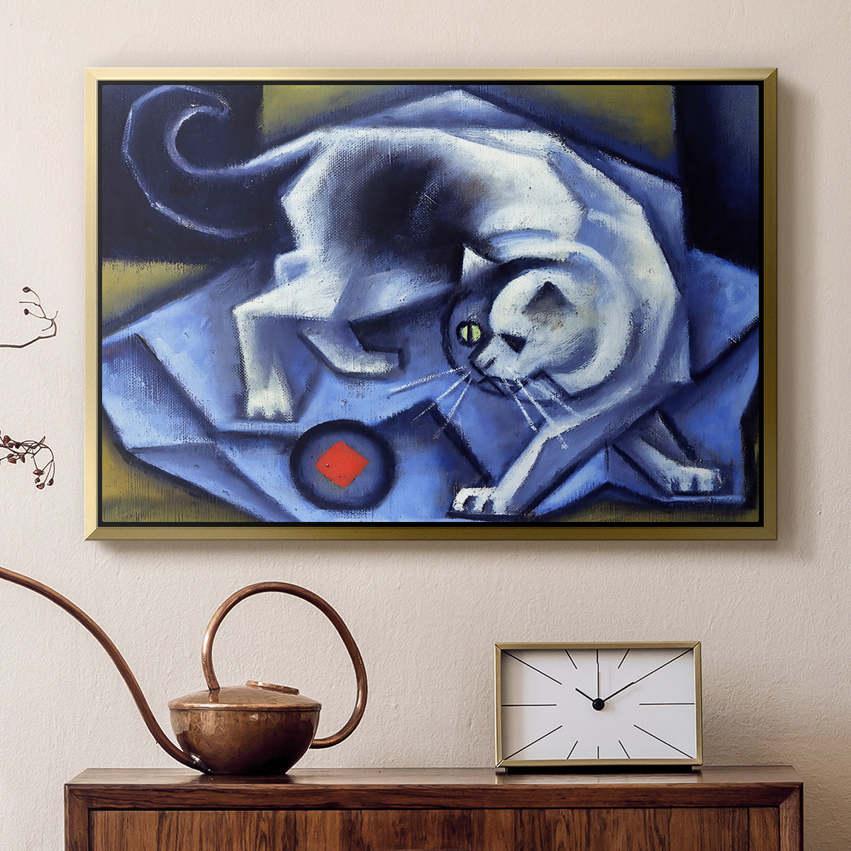 Cat Playing with a Ball, 1945-1950 - Floater Framed Canvas Print