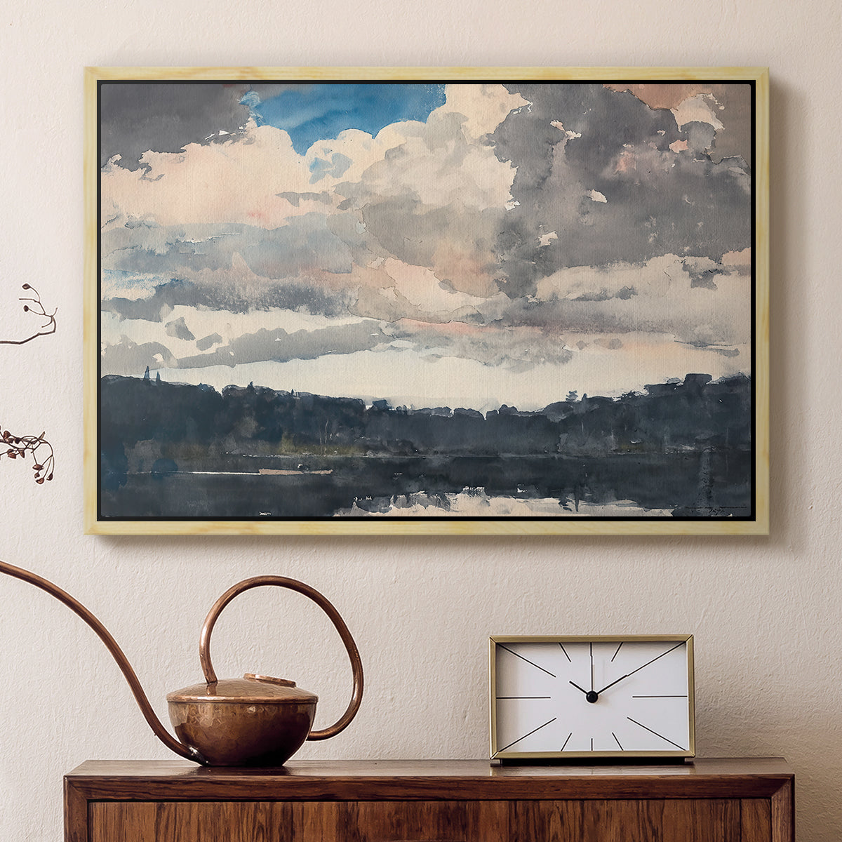 The Lone Boat, North Woods Club, Adirondacks, 1892 - Floater Framed Canvas Print