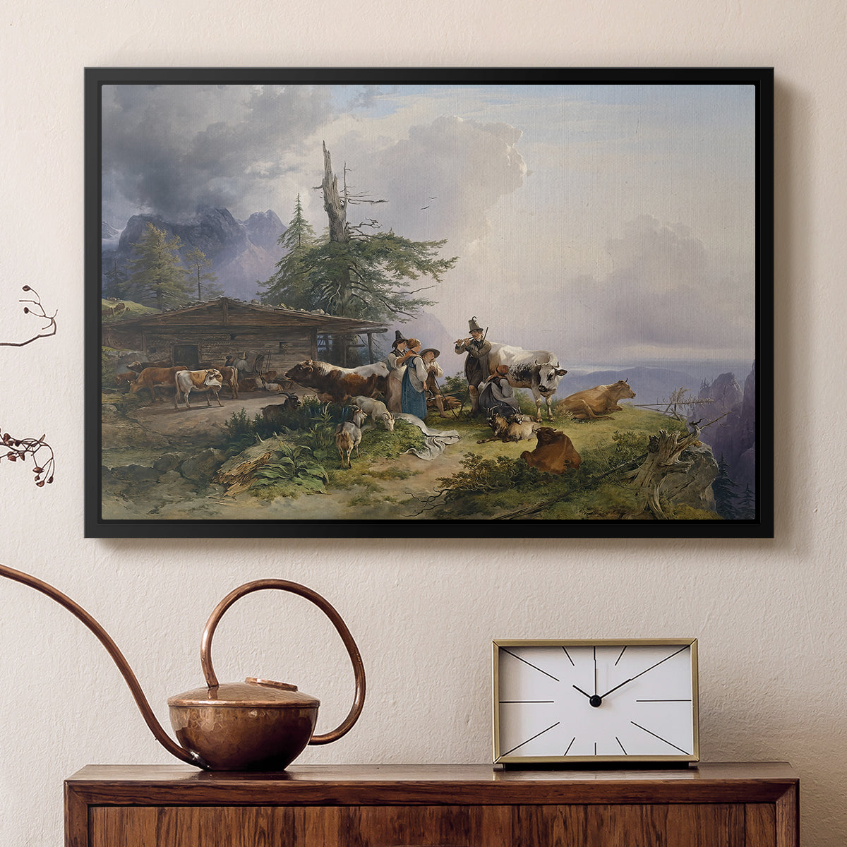 An Alpine Farm on the Untersberg, 1835 - Floater Framed Canvas Print
