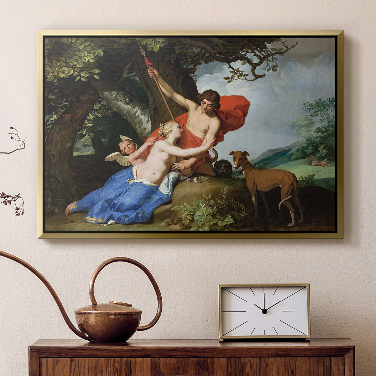 Venus and Adonis, 1632 - Floater Framed Canvas Print