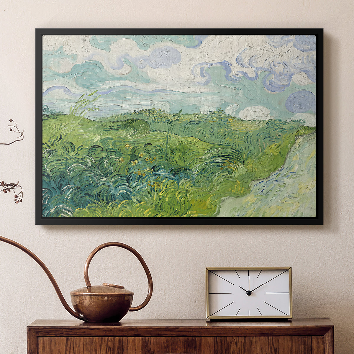 Green Wheat Field, Auvers, 1890 - Floater Framed Canvas Print