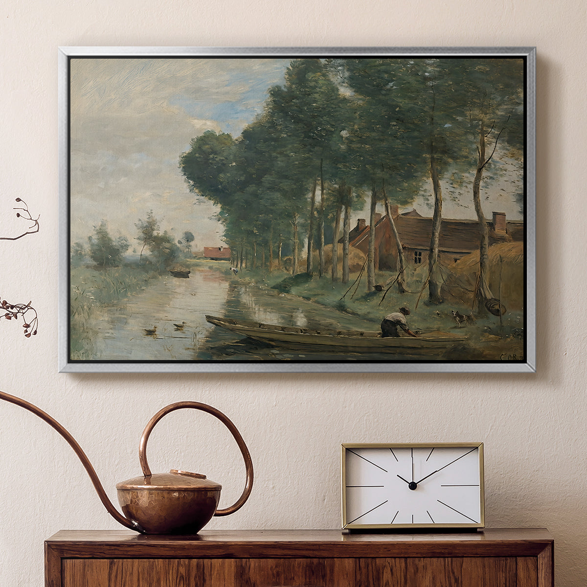 Landscape at Arleux-du-Nord, c. 1871-1874 - Floater Framed Canvas Print