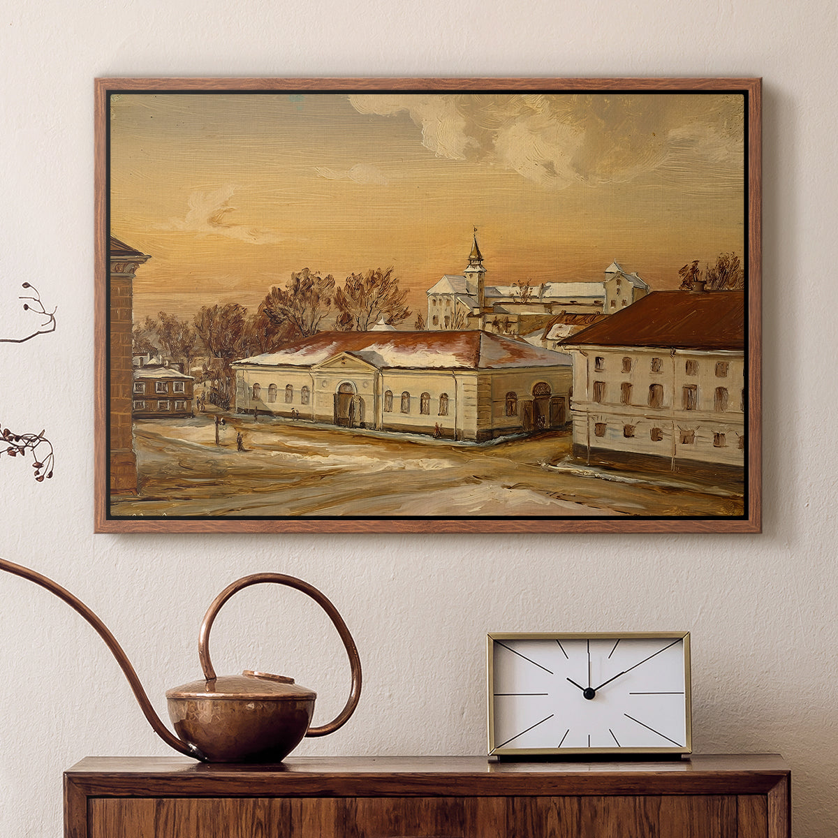 The Riding School at Akershus Castle, 1846 - Floater Framed Canvas Print