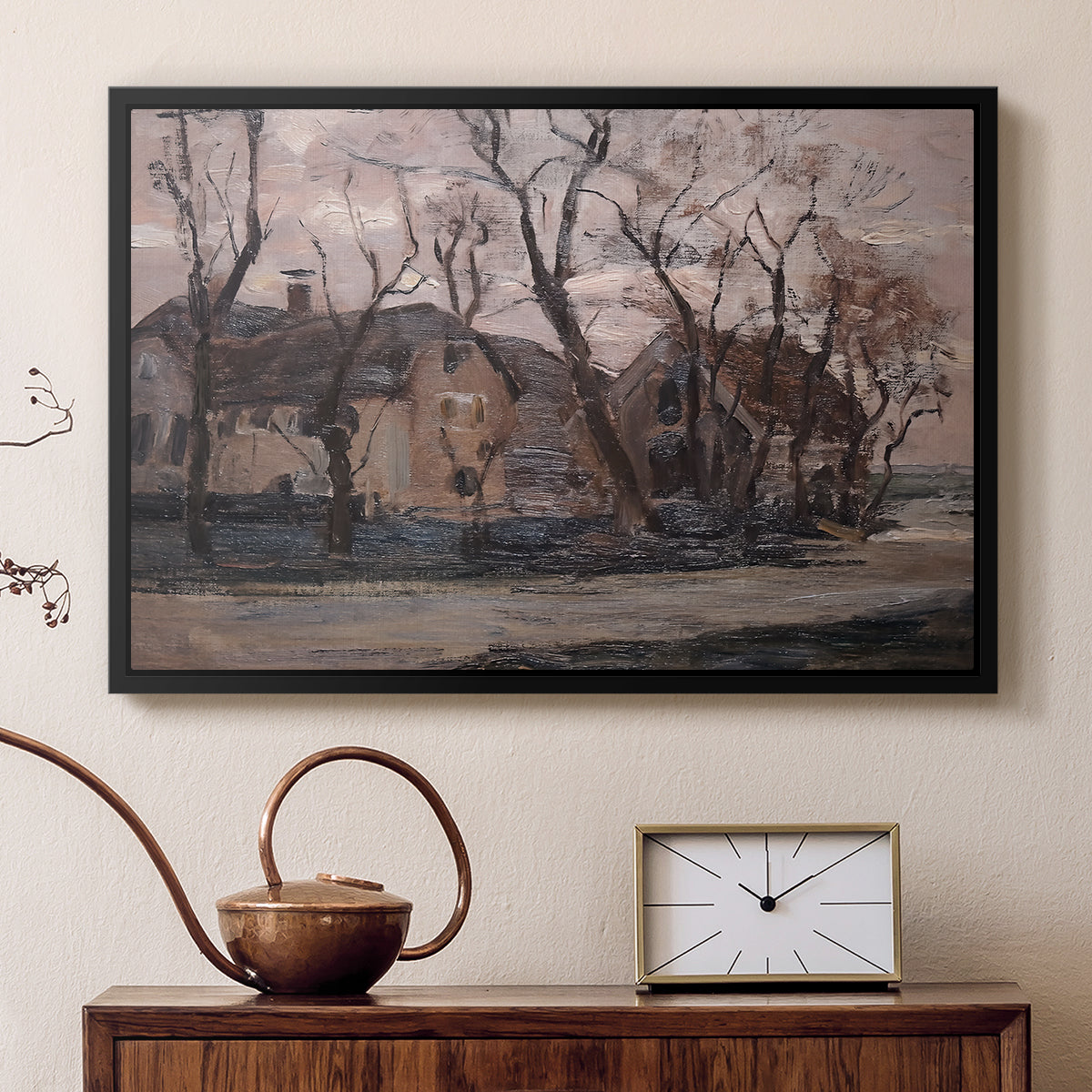 Farm near Duivendrecht in the Evening, c. 1905 - Floater Framed Canvas Print