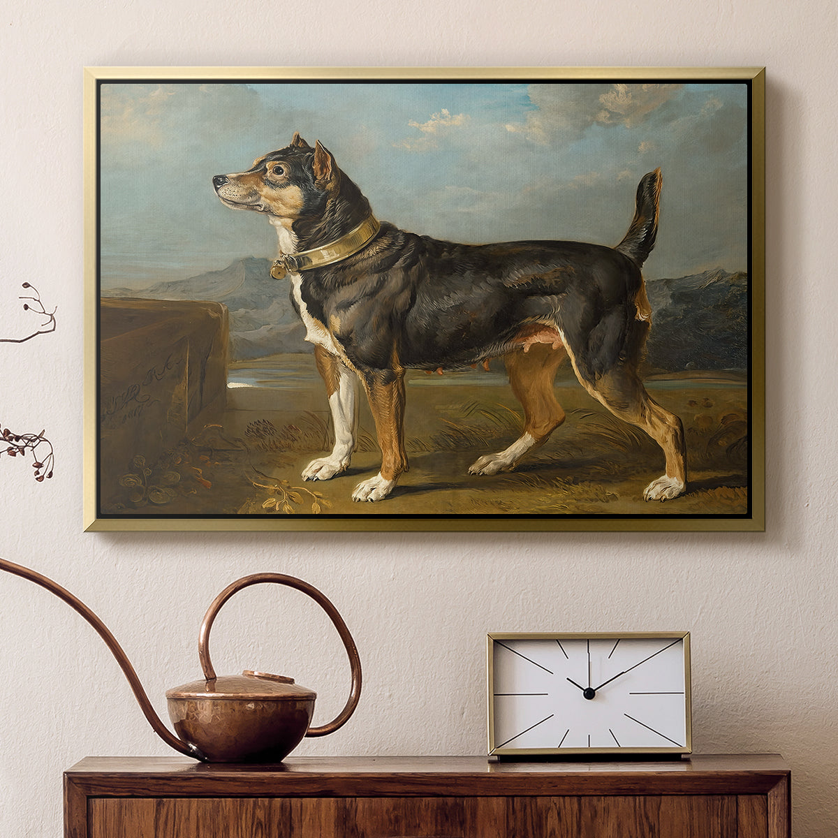 A Terrier in a Landscape, c. 1811 - Floater Framed Canvas Print