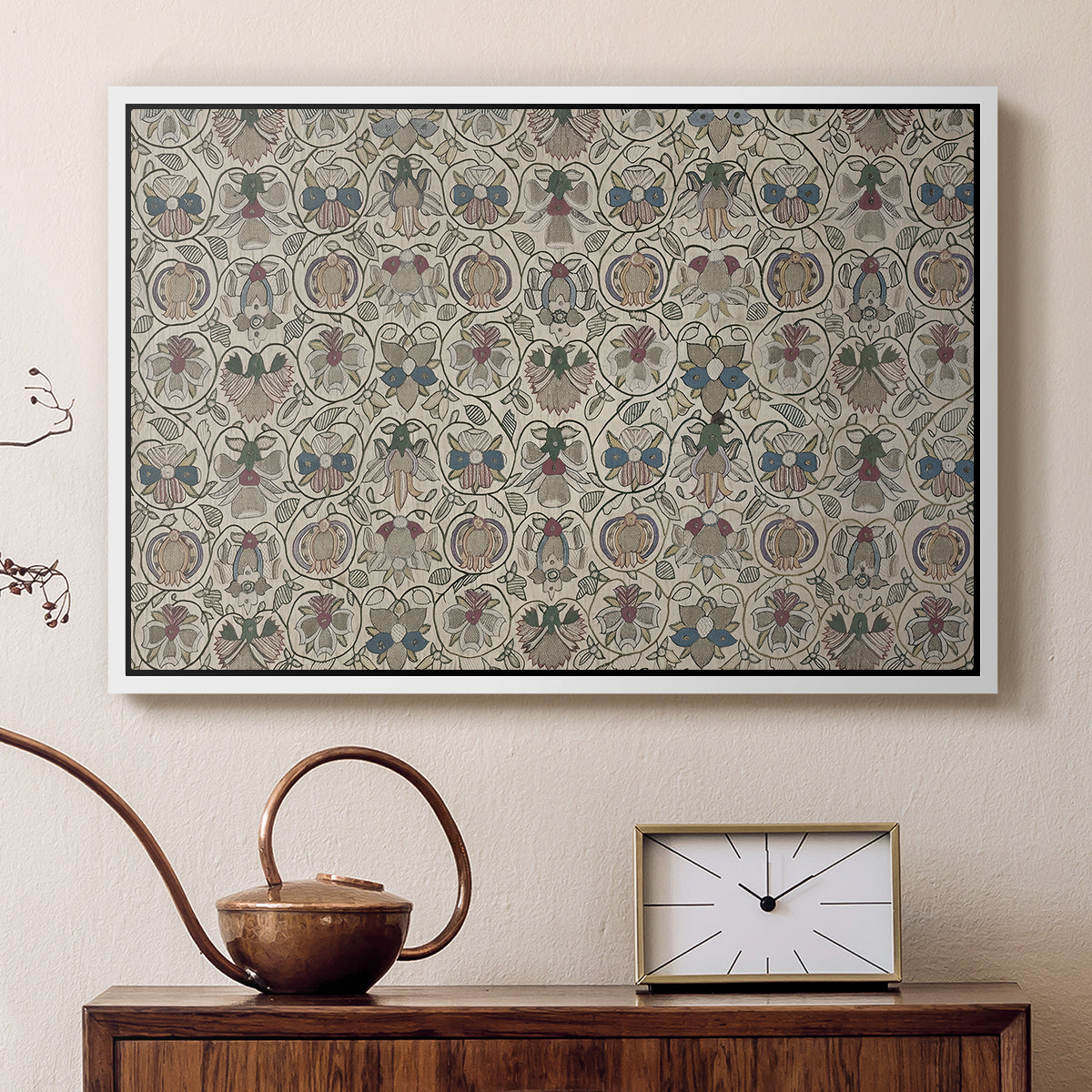 Long Cushion Cover (Printed Textile), c. 1600 - Floater Framed Canvas Print